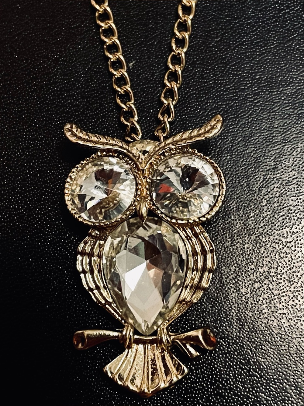 ⚡️ Gold Crystal Owl Necklace 16”-18” adjustable NEW